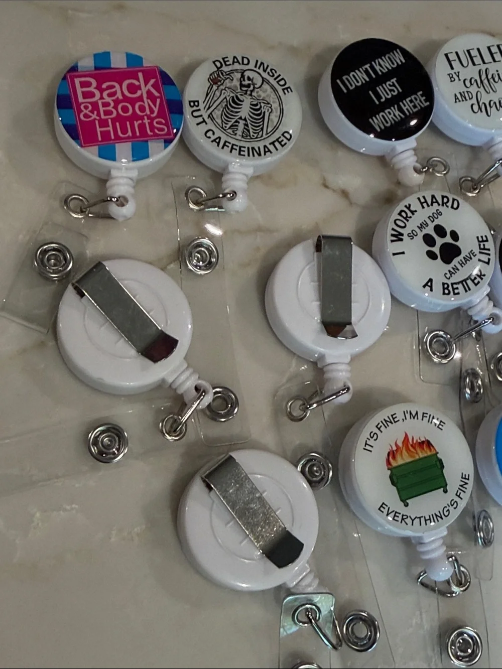 14 pack funny retractable badge holder for nurse, medical etc. NEW